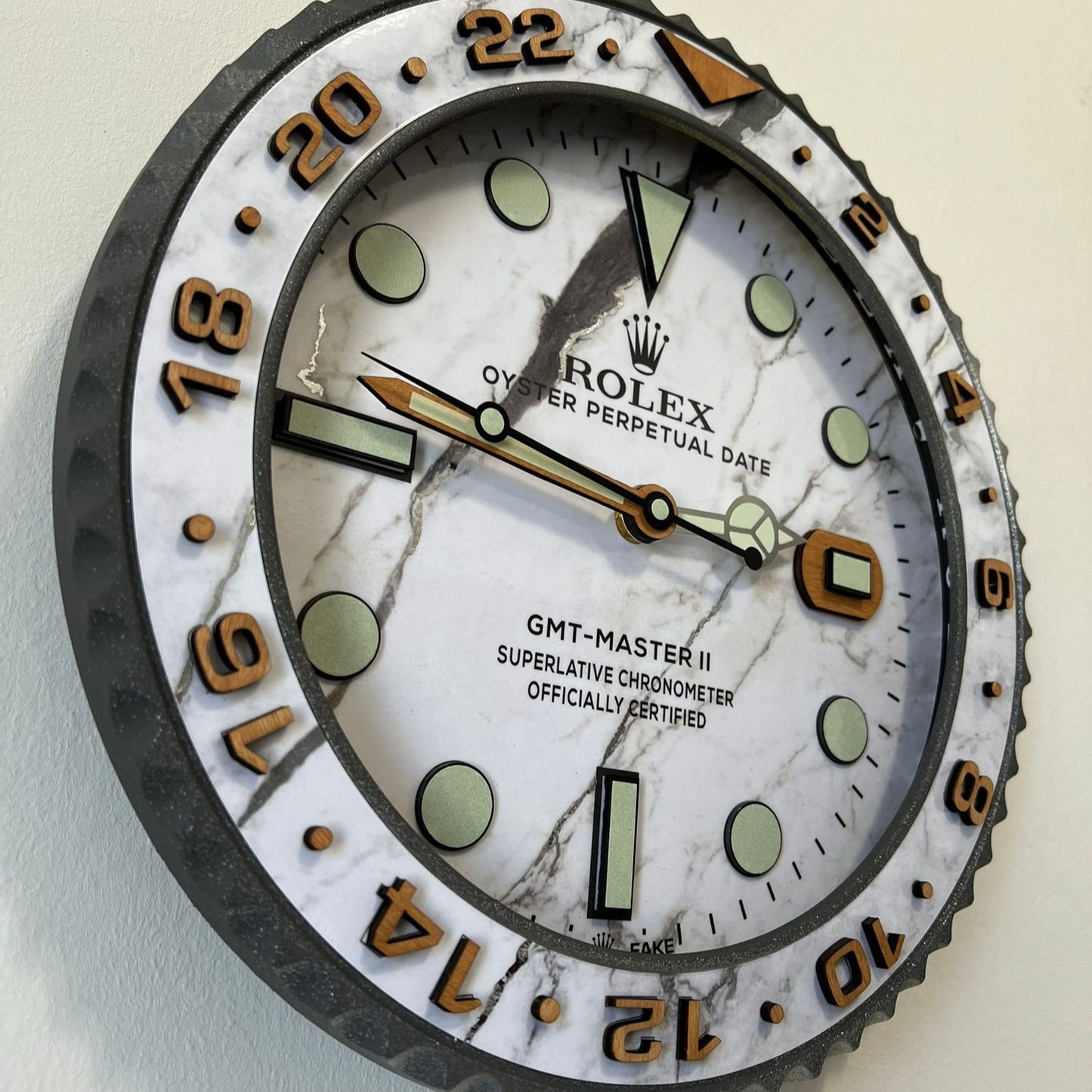 Orologio GMT Marble and Wood Custom da Parete X