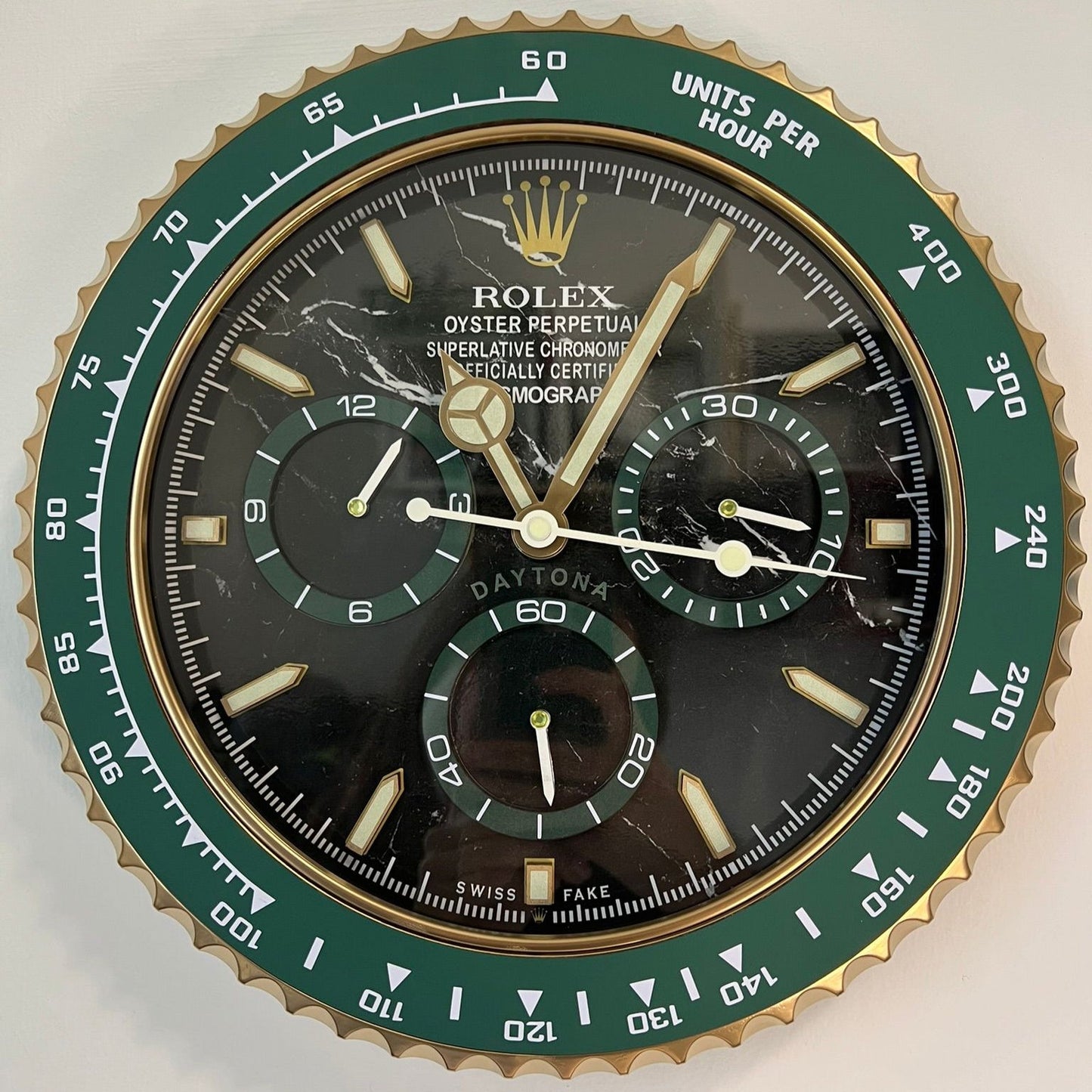 Orologio Day Green Gold Marble Custom da Parete X