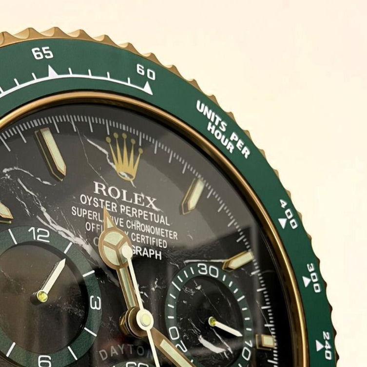 Orologio Day Green Gold Marble Custom da Parete X