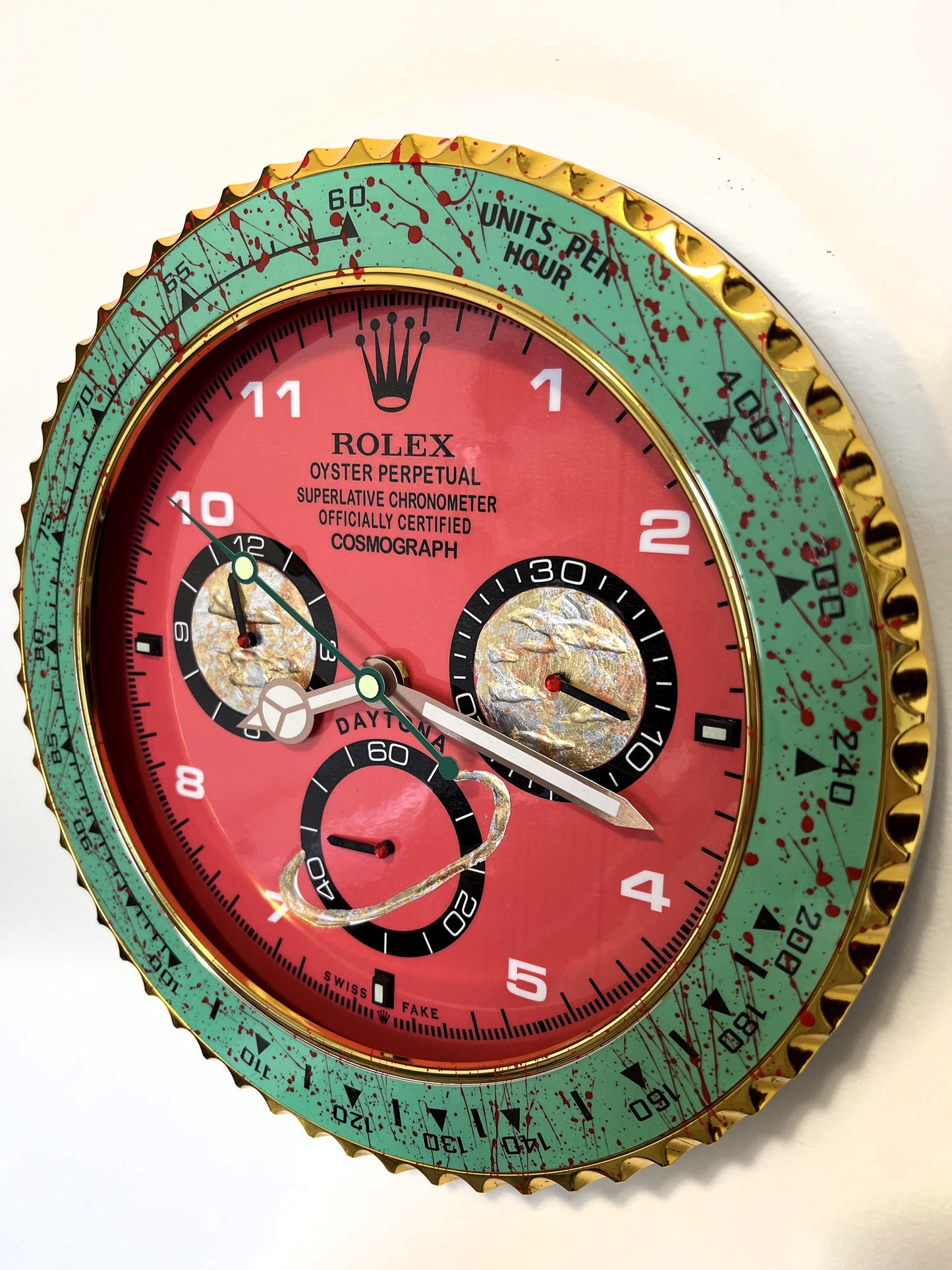 Orologio Day Green Red Custom da Parete X