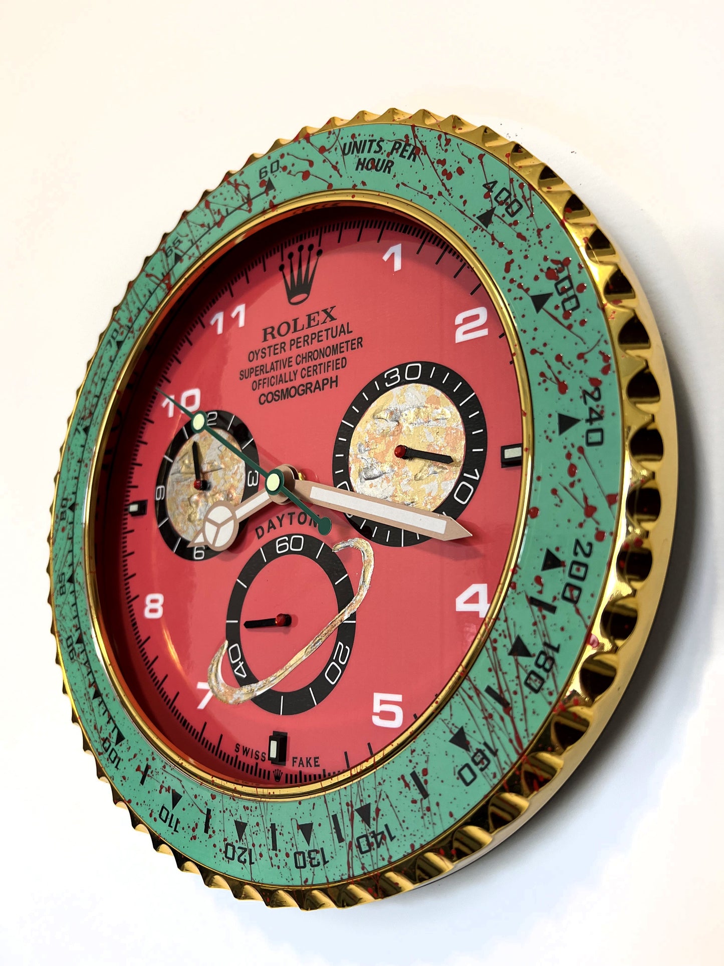 Orologio Day Green Red Custom da Parete X