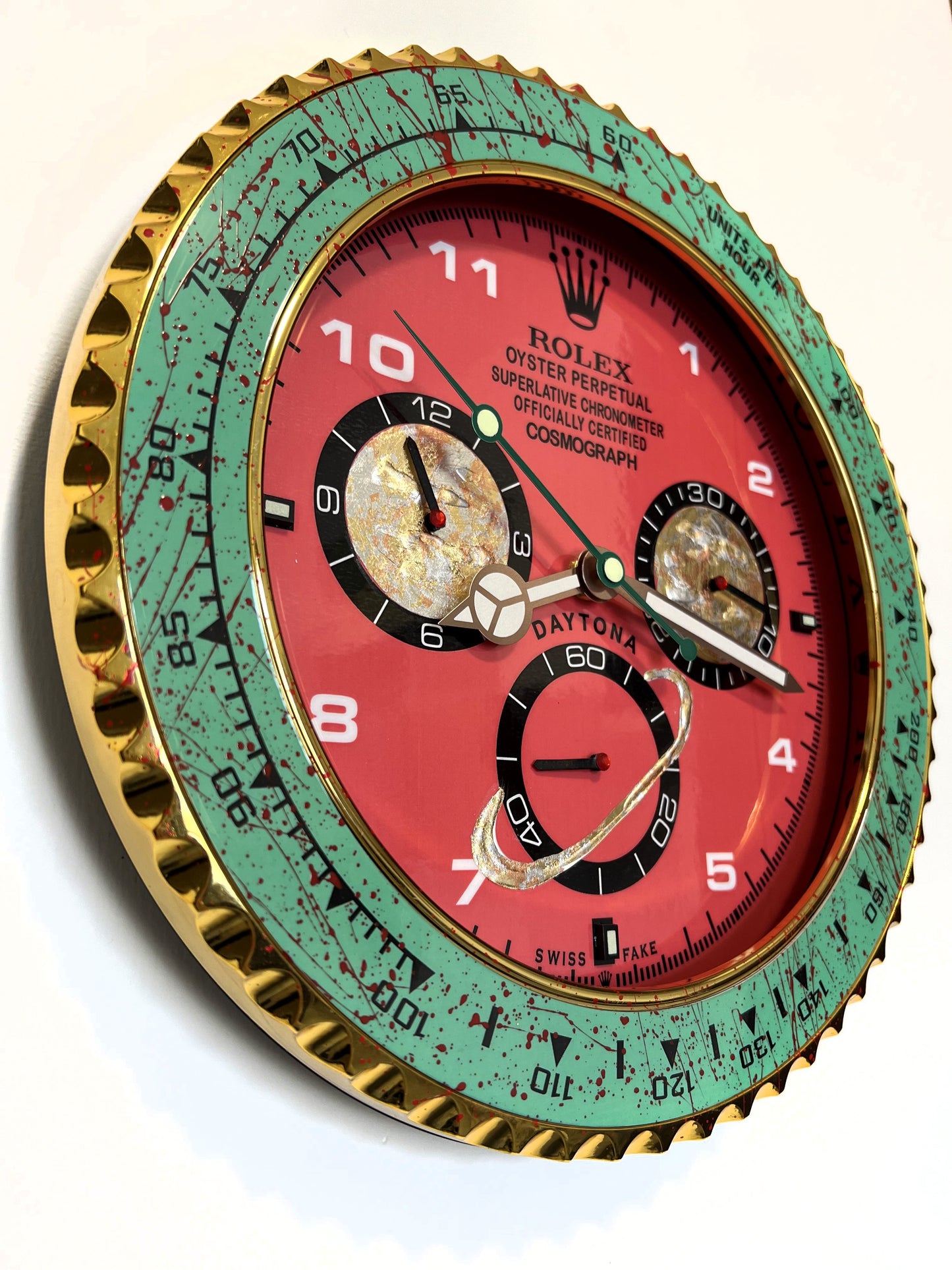 Orologio Day Green Red Custom da Parete X