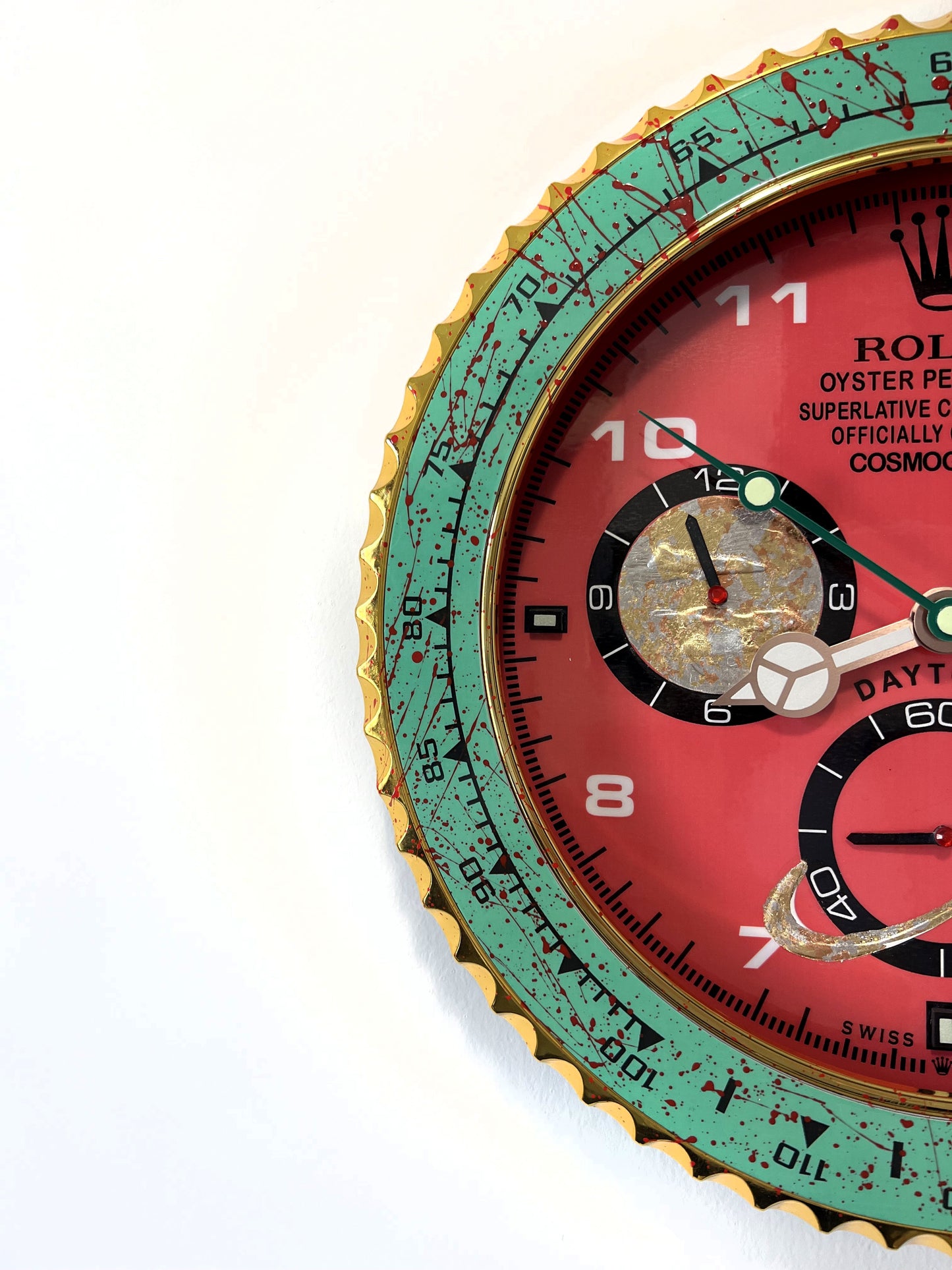 Orologio Day Green Red Custom da Parete X
