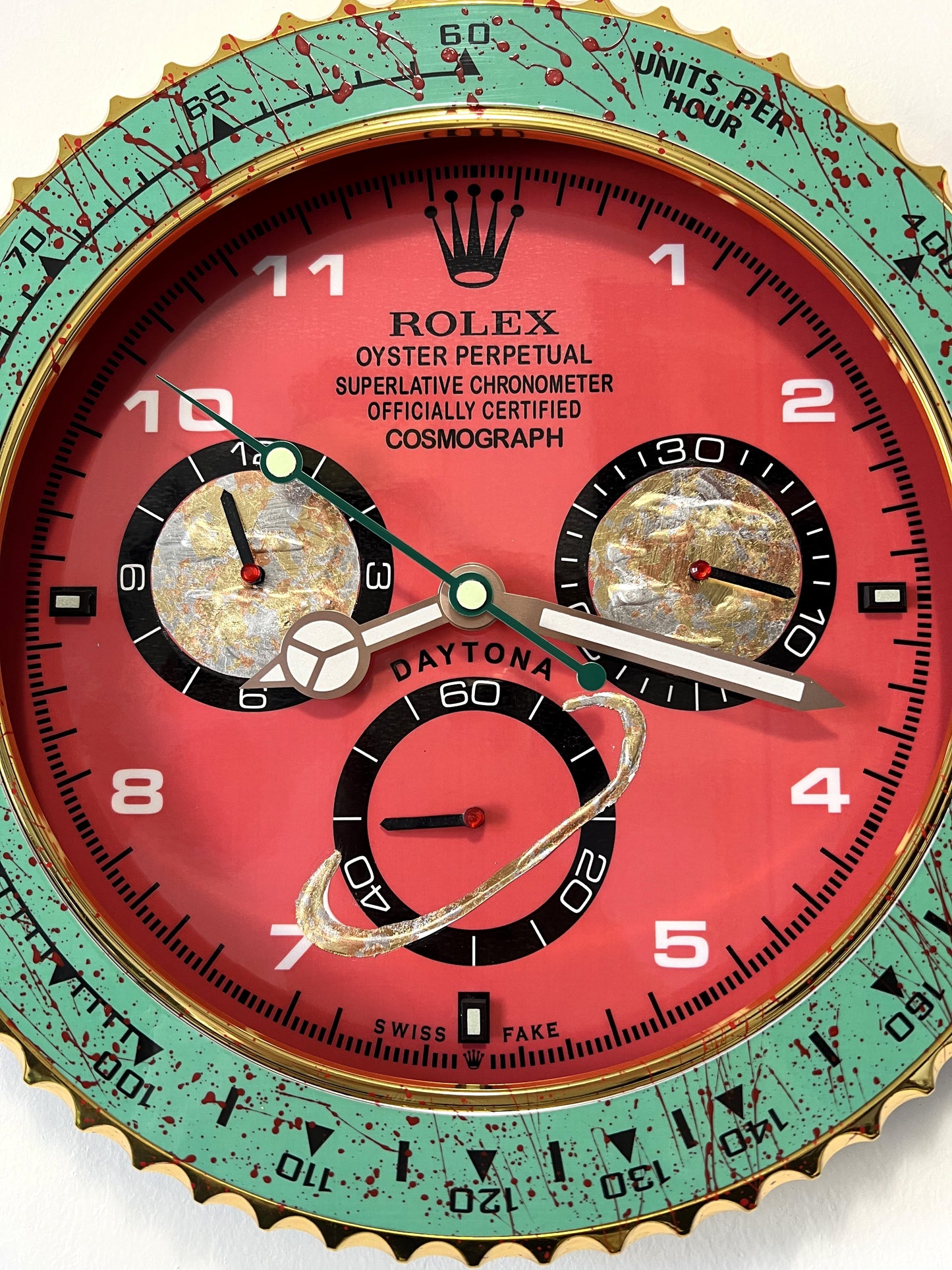 Orologio Day Green Red Custom da Parete X
