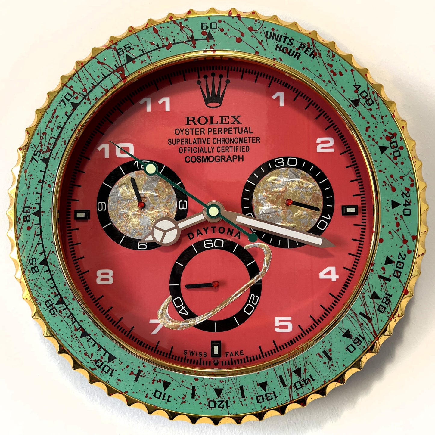Orologio Day Green Red Custom da Parete X