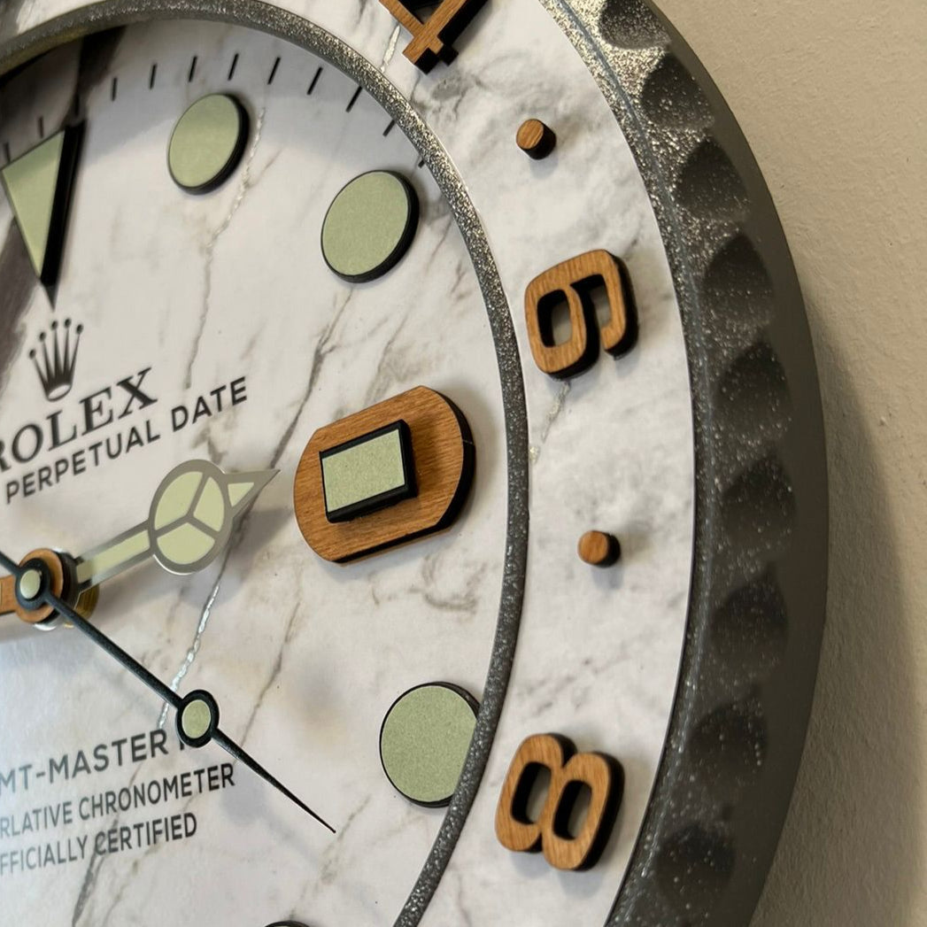 Orologio GMT Marble and Wood Custom da Parete X