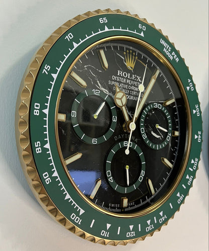 Orologio Day Green Gold Marble Custom da Parete X