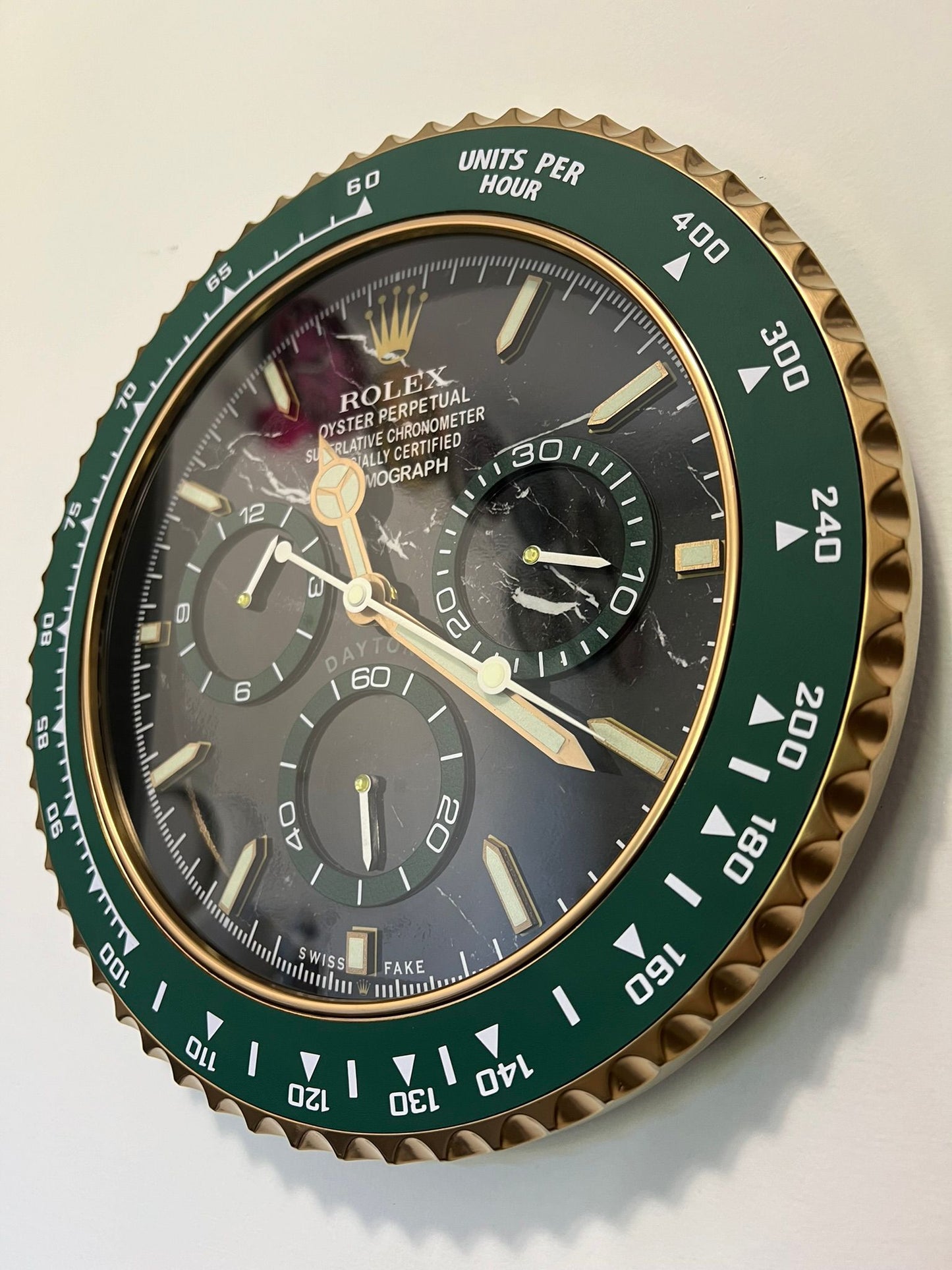 Orologio Day Green Gold Marble Custom da Parete X