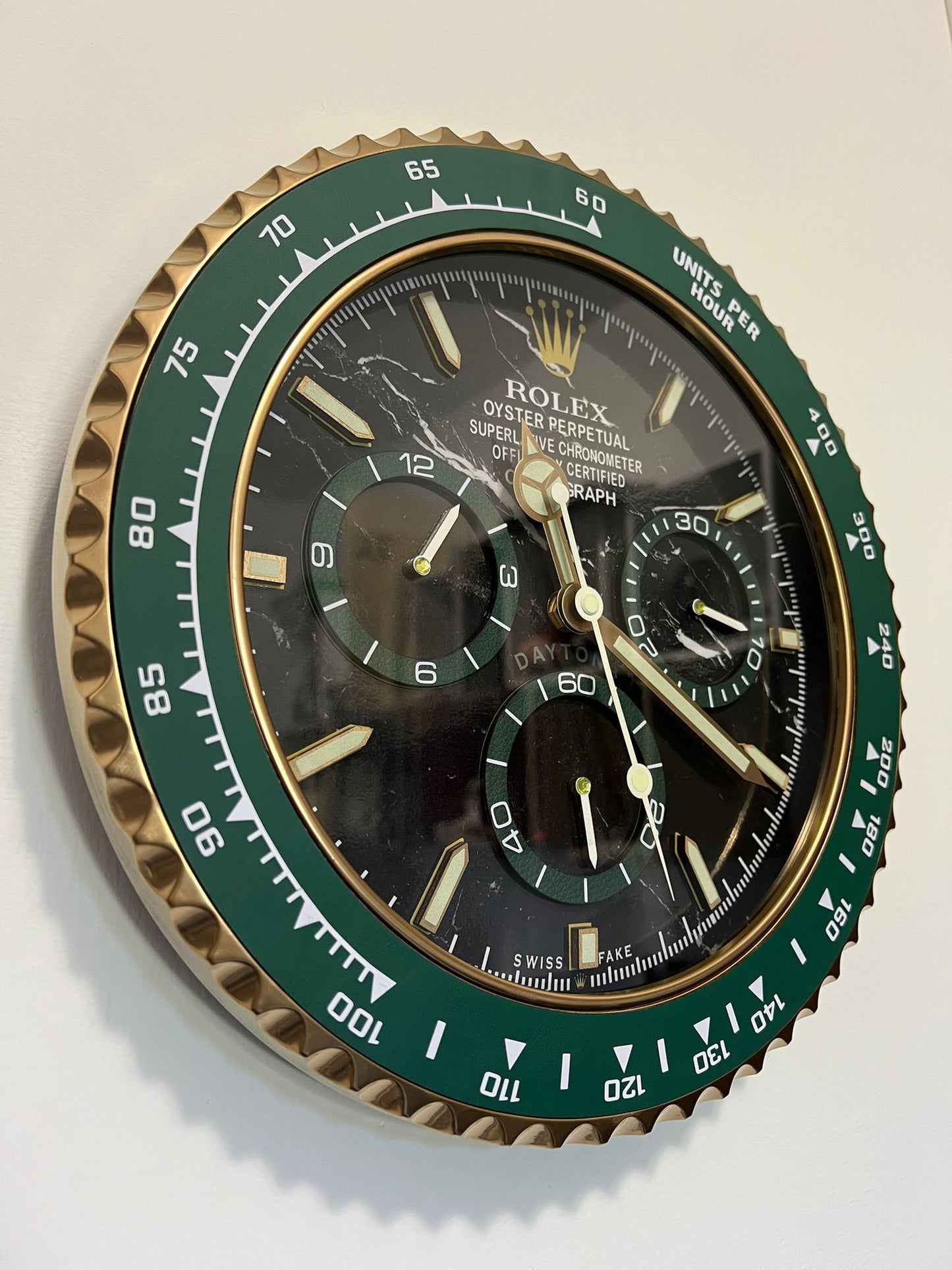 Orologio Day Green Gold Marble Custom da Parete X