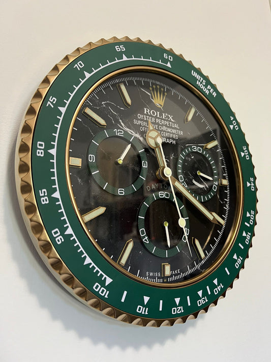 Orologio Day Green Gold Marble Custom da Parete X