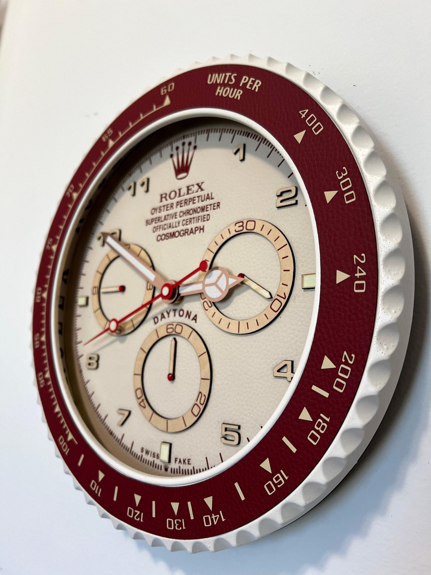 Orologio Day Bordeaux Leather Custom da Parete X