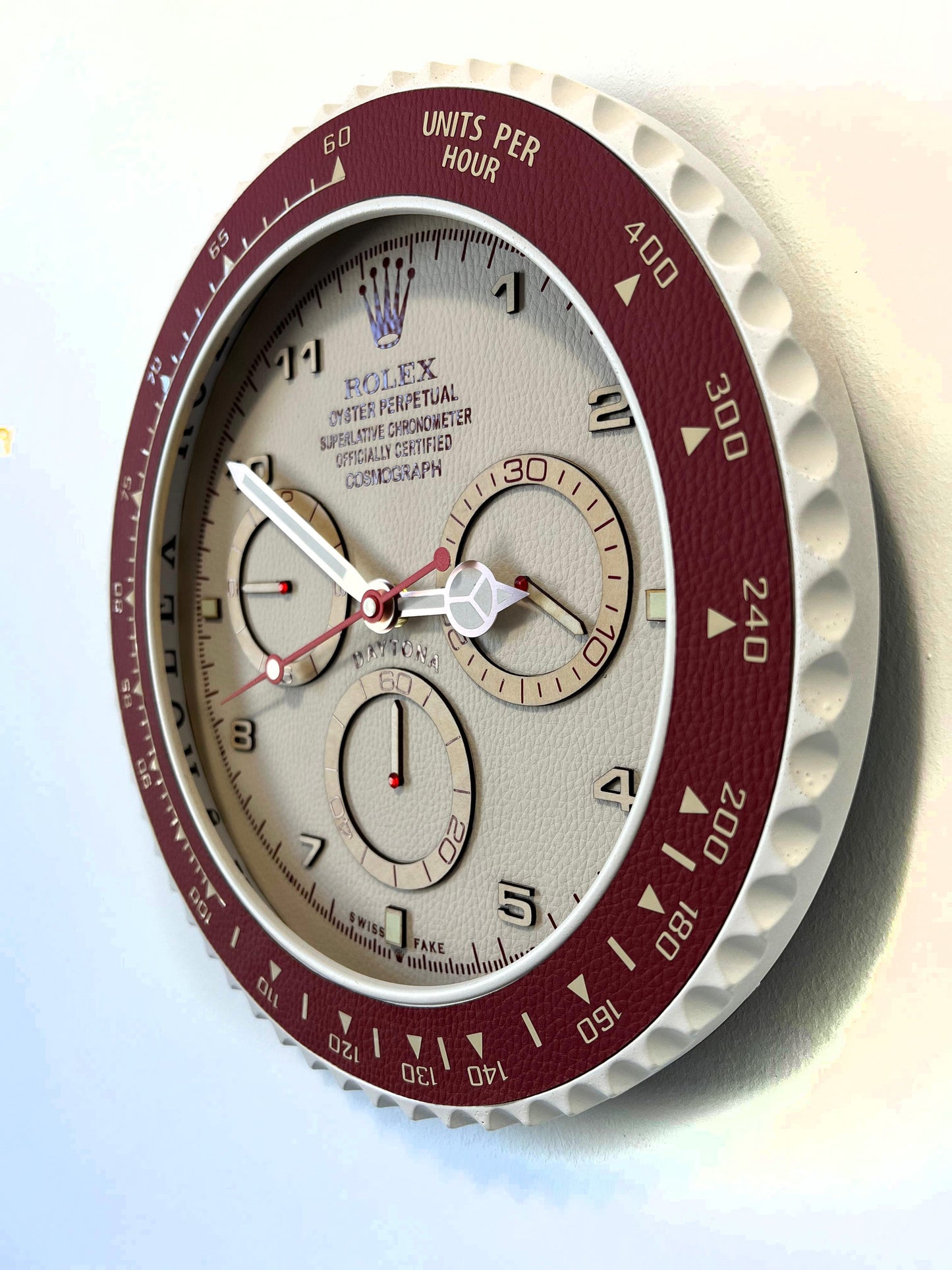 Orologio Day Bordeaux Leather Custom da Parete X