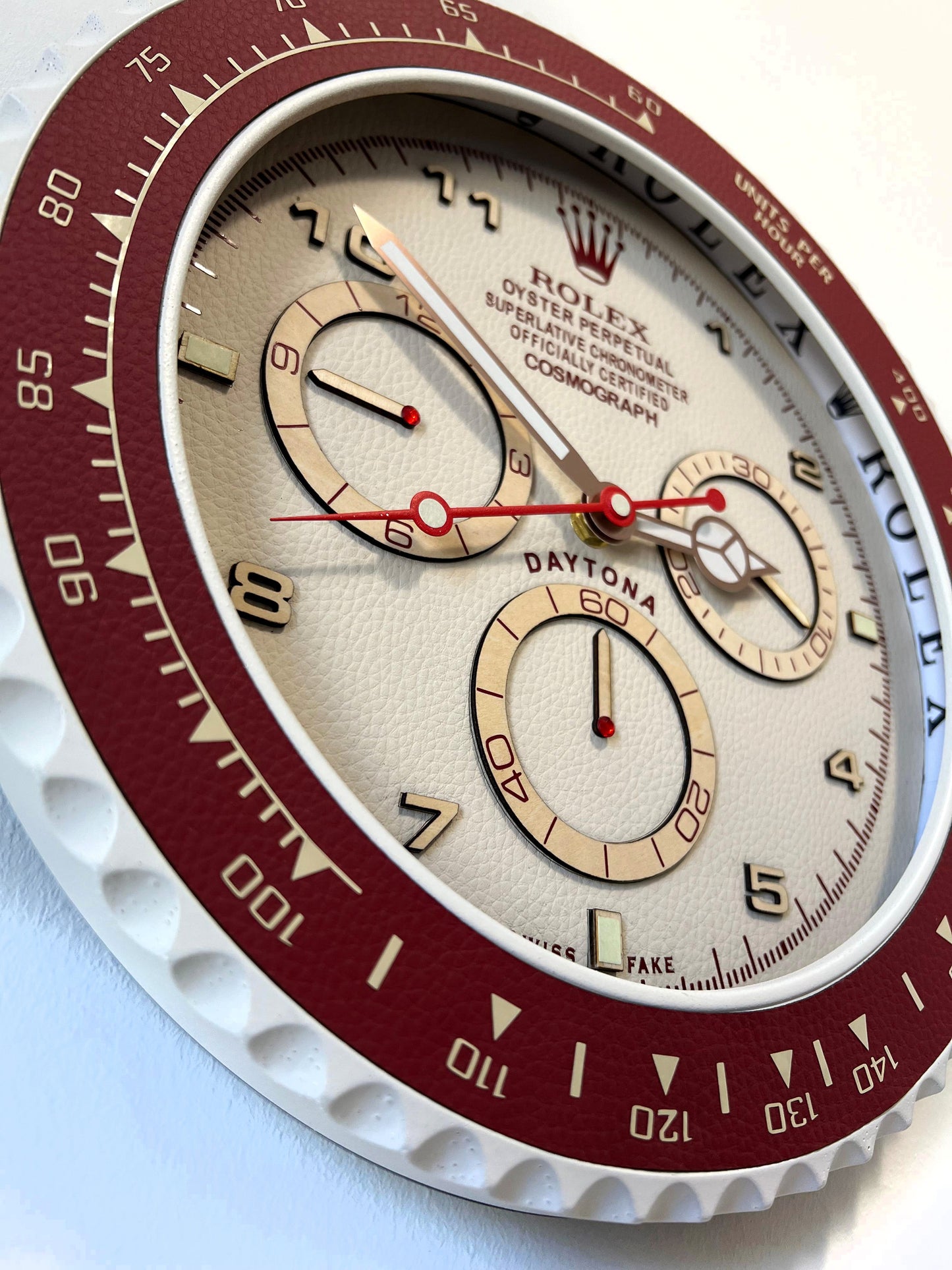 Orologio Day Bordeaux Leather Custom da Parete X