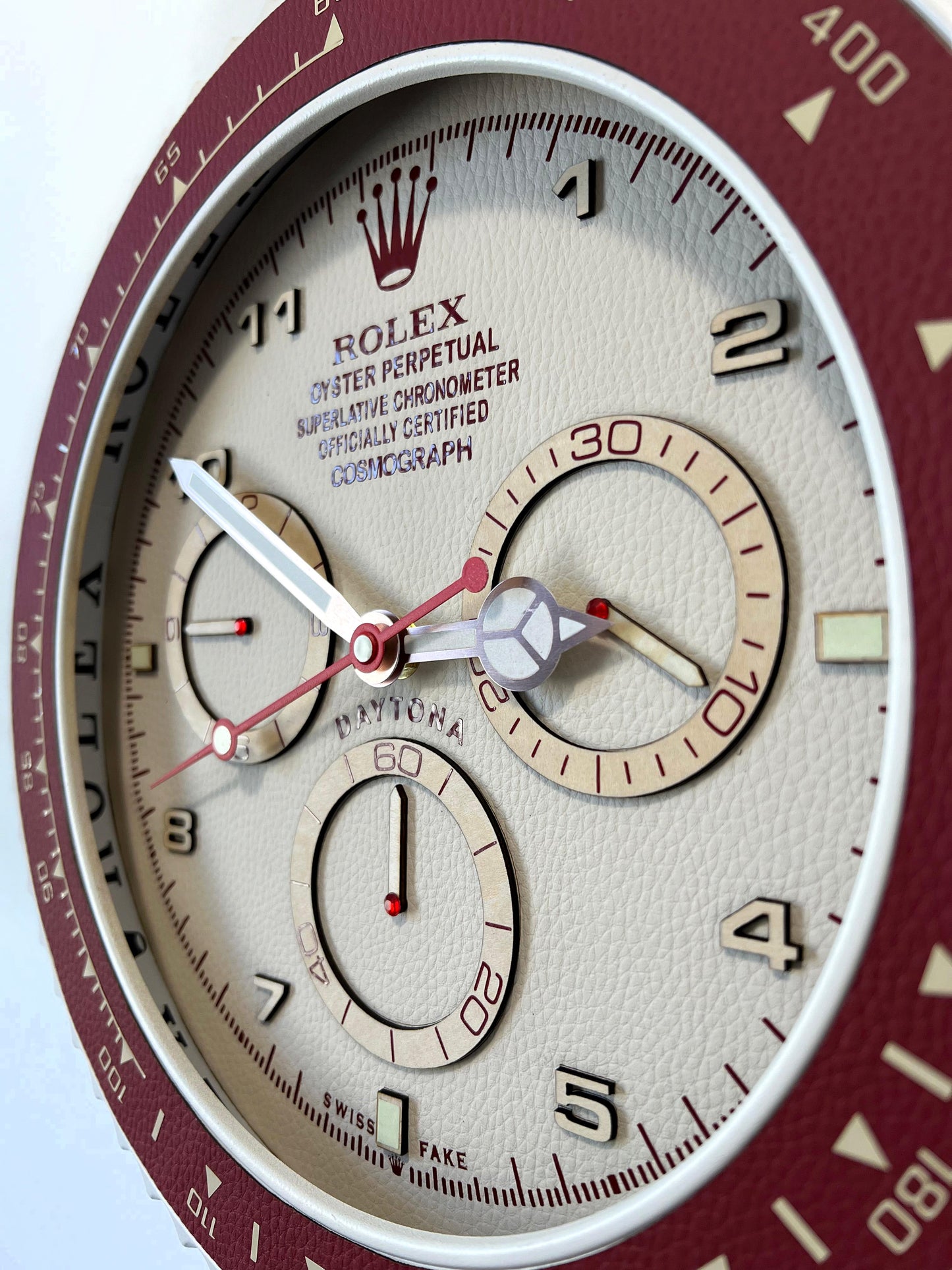 Orologio Day Bordeaux Leather Custom da Parete X
