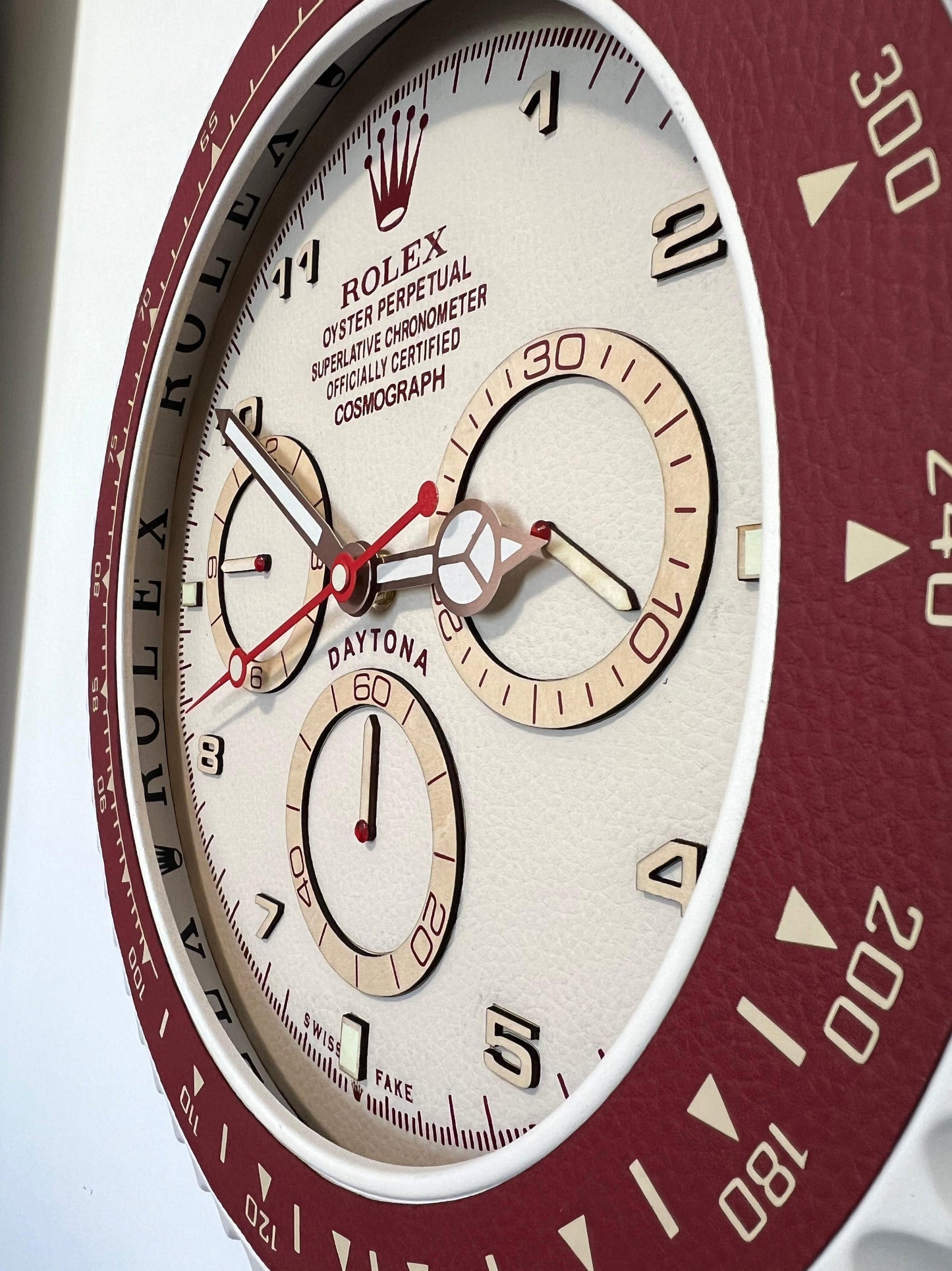 Orologio Day Bordeaux Leather Custom da Parete X