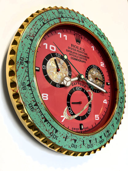 Orologio Day Green Red Custom da Parete X