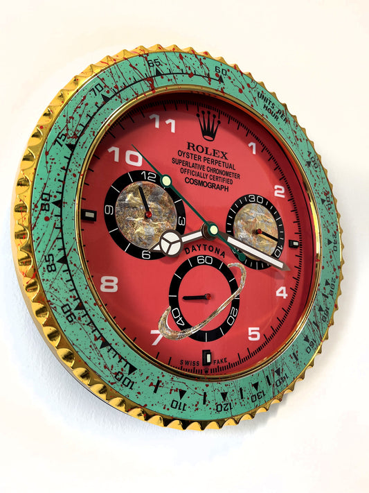 Orologio Day Green Red Custom da Parete X