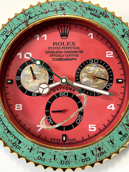 Orologio Day Green Red Custom da Parete X