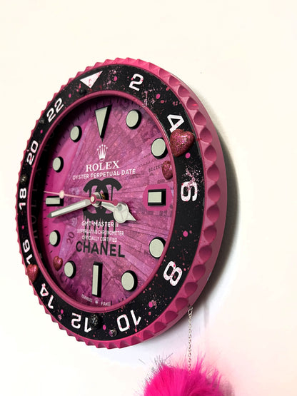 Orologio GMT Pink Plush Custom da Parete X
