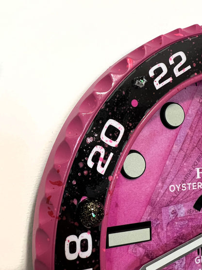 Orologio GMT Pink Plush Custom da Parete X