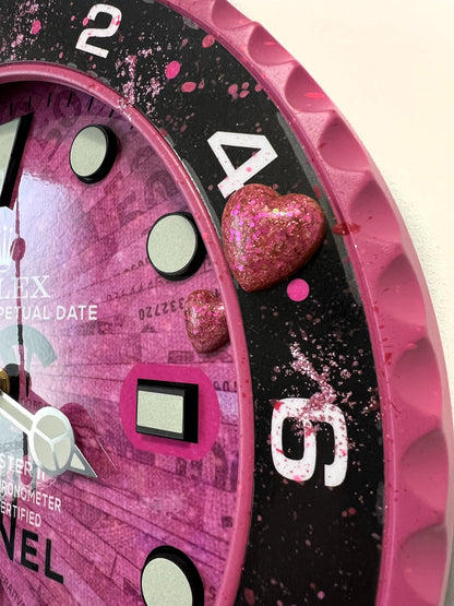 Orologio GMT Pink Plush Custom da Parete X